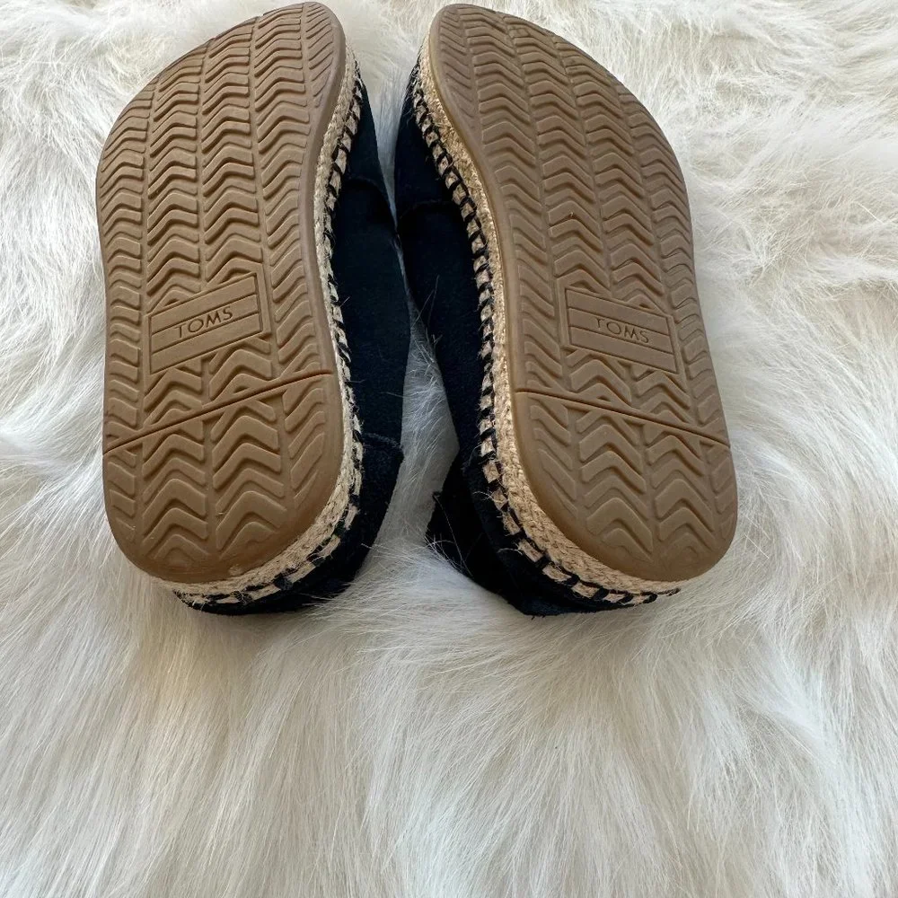 Toms Shoes Espadrilles Suede Tassels Deconstructed Alpargata Blue Sz 8 #10011719